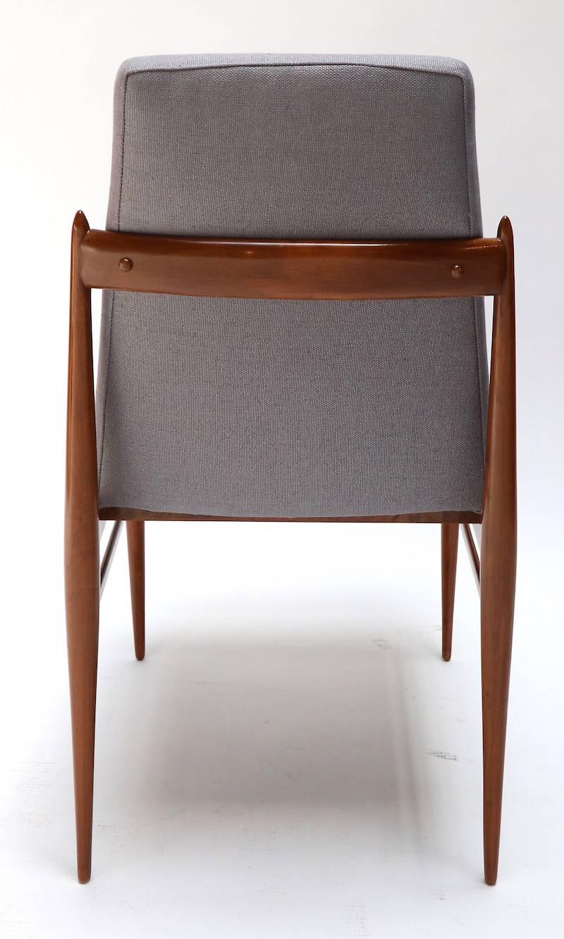 Set of Ten Grey Linen Brazilian Midcentury Dining Chairs by L'Atelier, 1960s 2