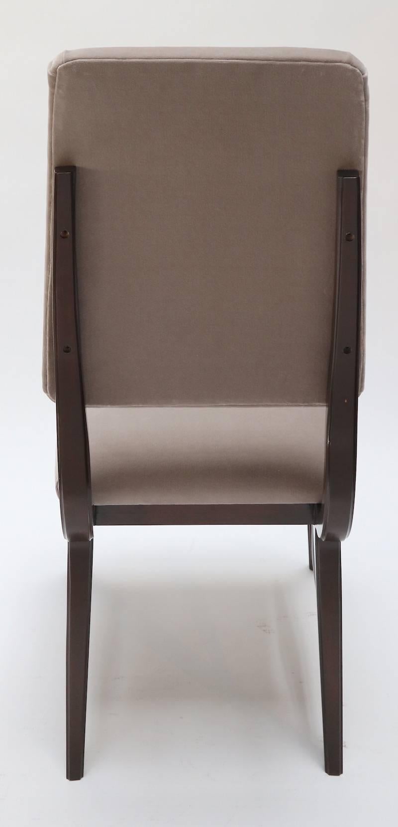 Late 20th Century Set of Ten 1970s Brazilian Wood Dining Chairs in Grey Velvet For Sale