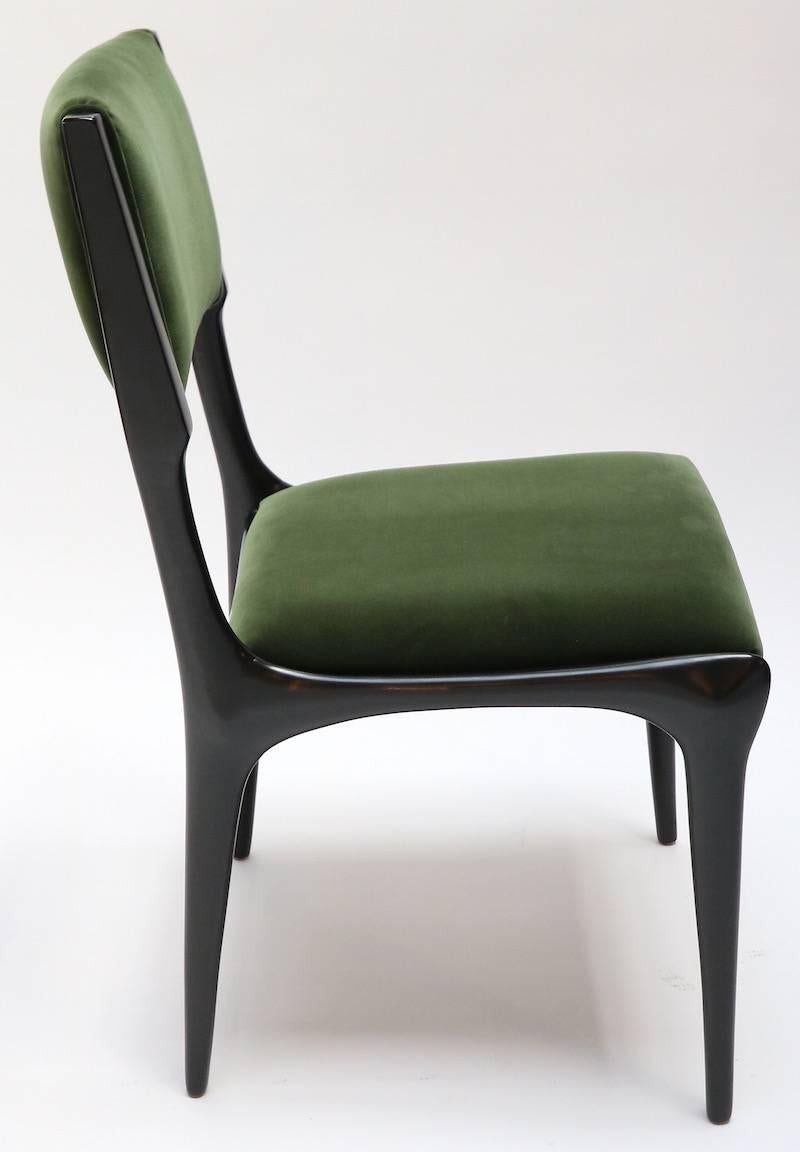 Mid-Century Modern Set of Ten 1950s Carlo de Carli Ebonized Dining Chairs