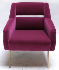 Pair of Custom 1960s Italian Style Armchairs in Fuchsia Mohair