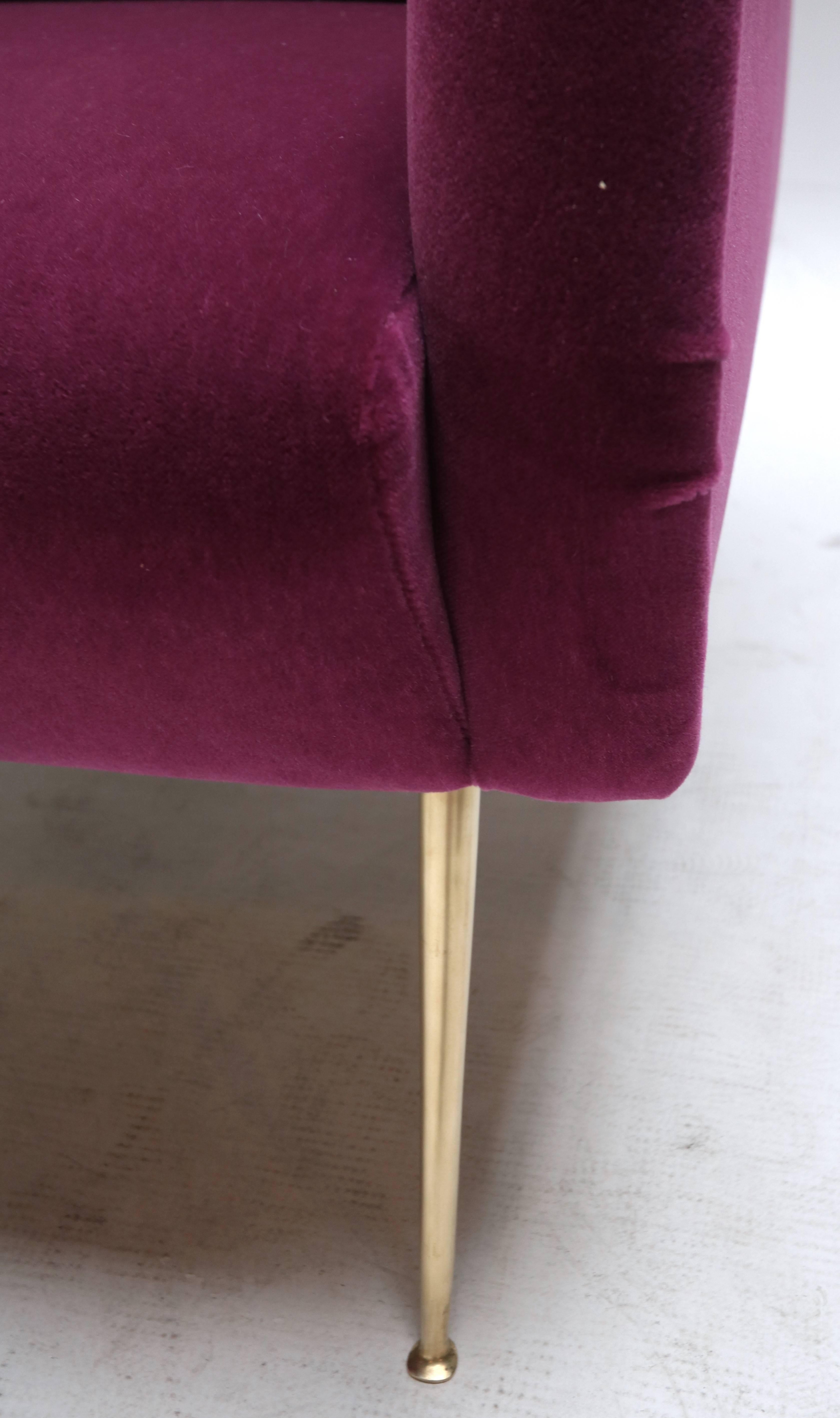 Pair of Custom 1960s Italian Style Armchairs in Fuchsia Mohair In New Condition For Sale In Los Angeles, CA