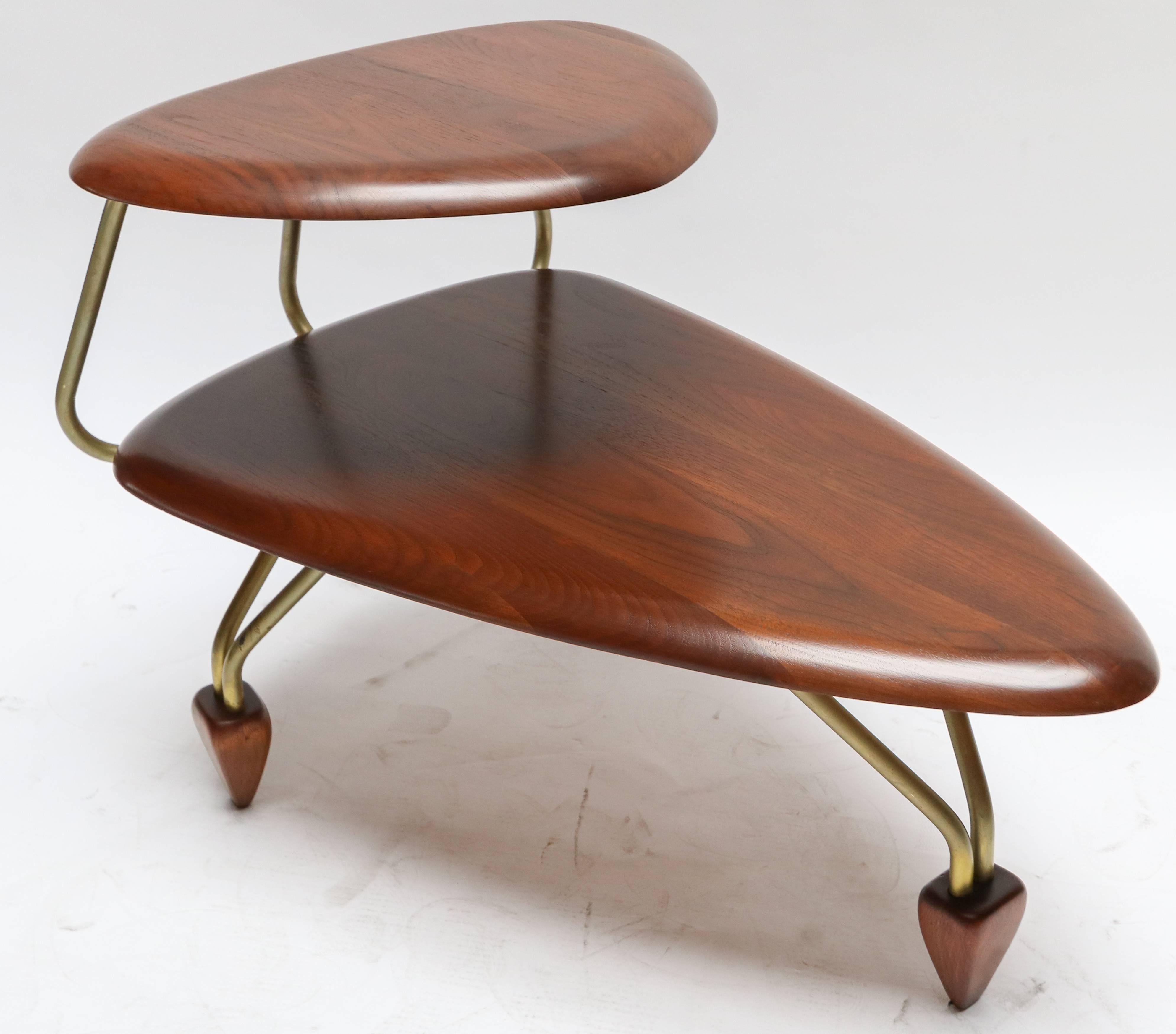 Pair of Surfboard Side Tables by John Keal for Brown Saltman In Excellent Condition In Los Angeles, CA