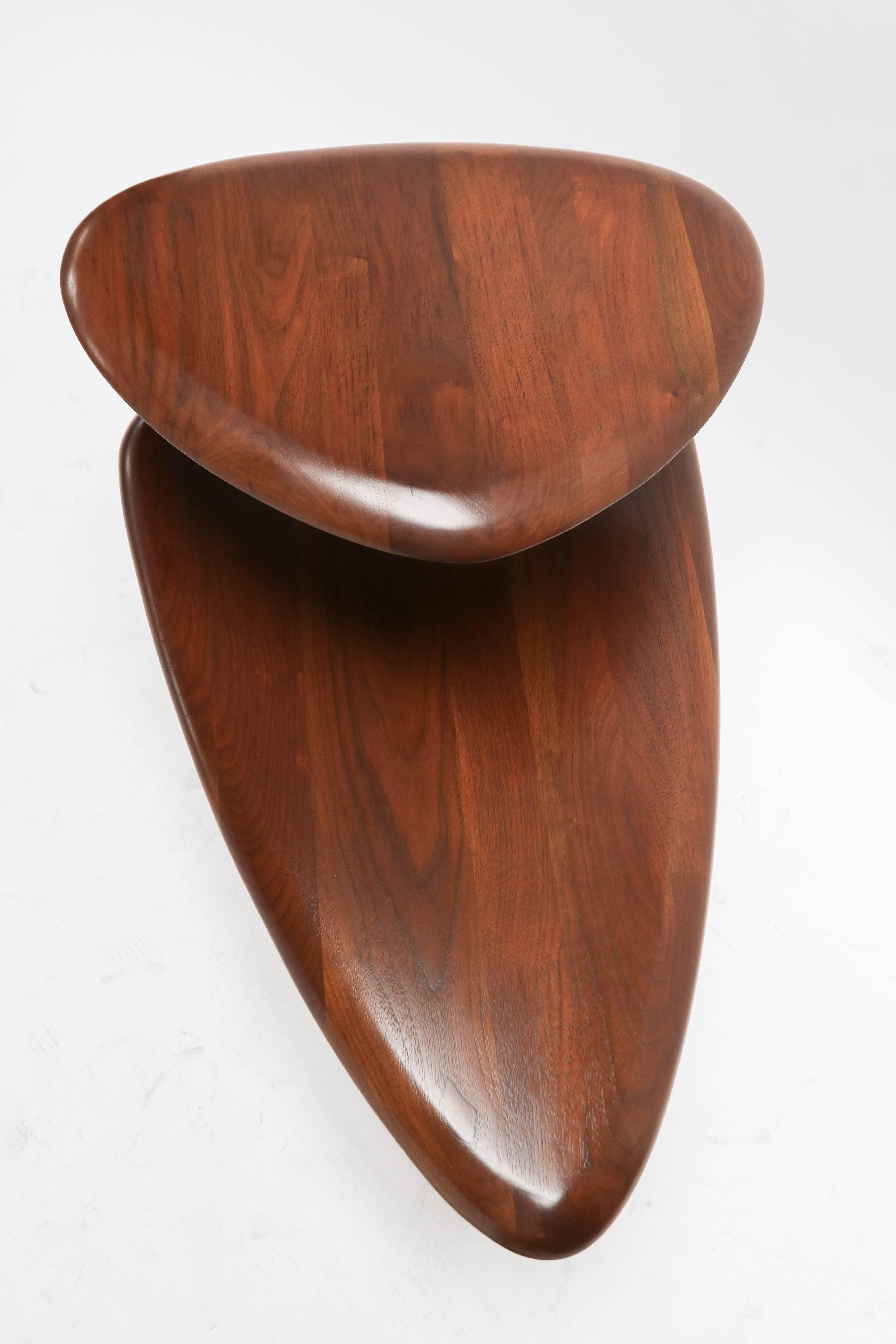 Walnut Pair of Surfboard Side Tables by John Keal for Brown Saltman