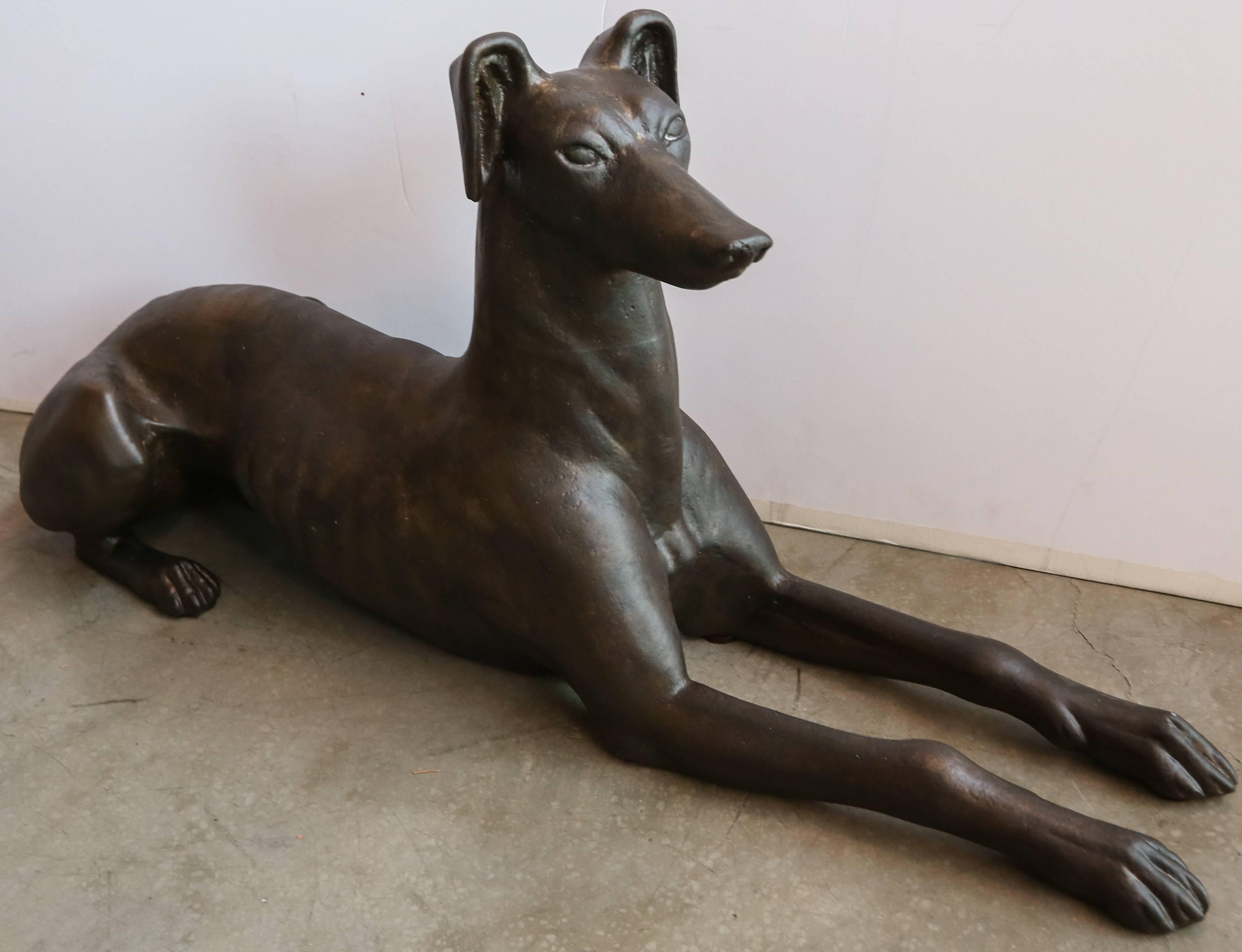 Italian Pair of Cast Iron Greyhound Dog Statues