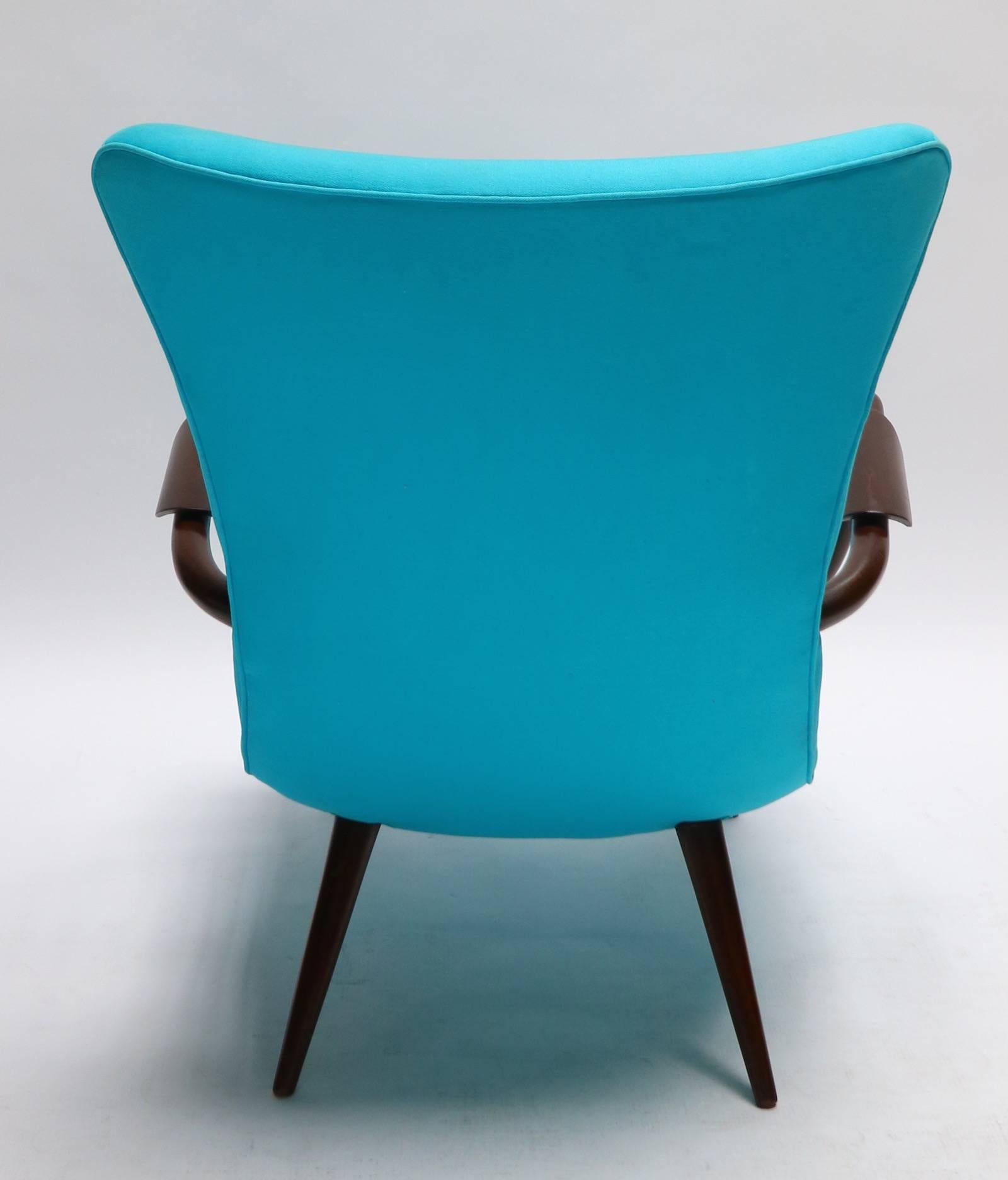 Paire de fauteuils en bois de Paulistana brésilien bleu dans le style de Scapinelli Bon état - En vente à Los Angeles, CA