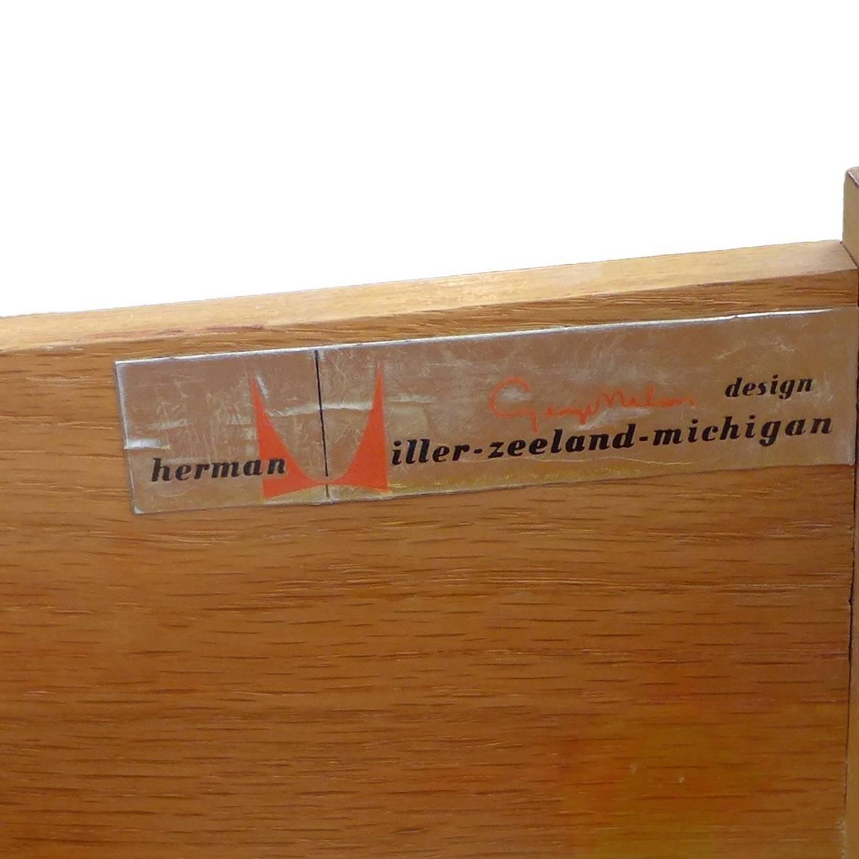 American George Nelson Slat Bench with Storage Unit for Herman Miller with Label For Sale