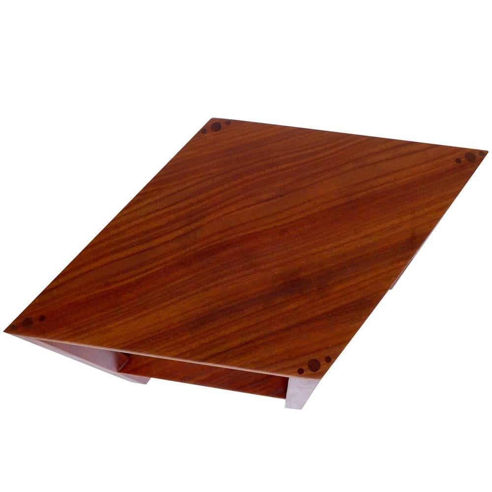 American Diamond Shaped Plywood Side Table Signed Paul R Williams For Sale