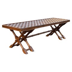 Lattice Top Campaign Style Coffee Table or Bench
