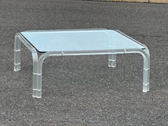 Charles Hollis Jones Style Lucite & Glass Square Cocktail Table