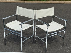 1970s Chrome Bamboo Director Chair Set