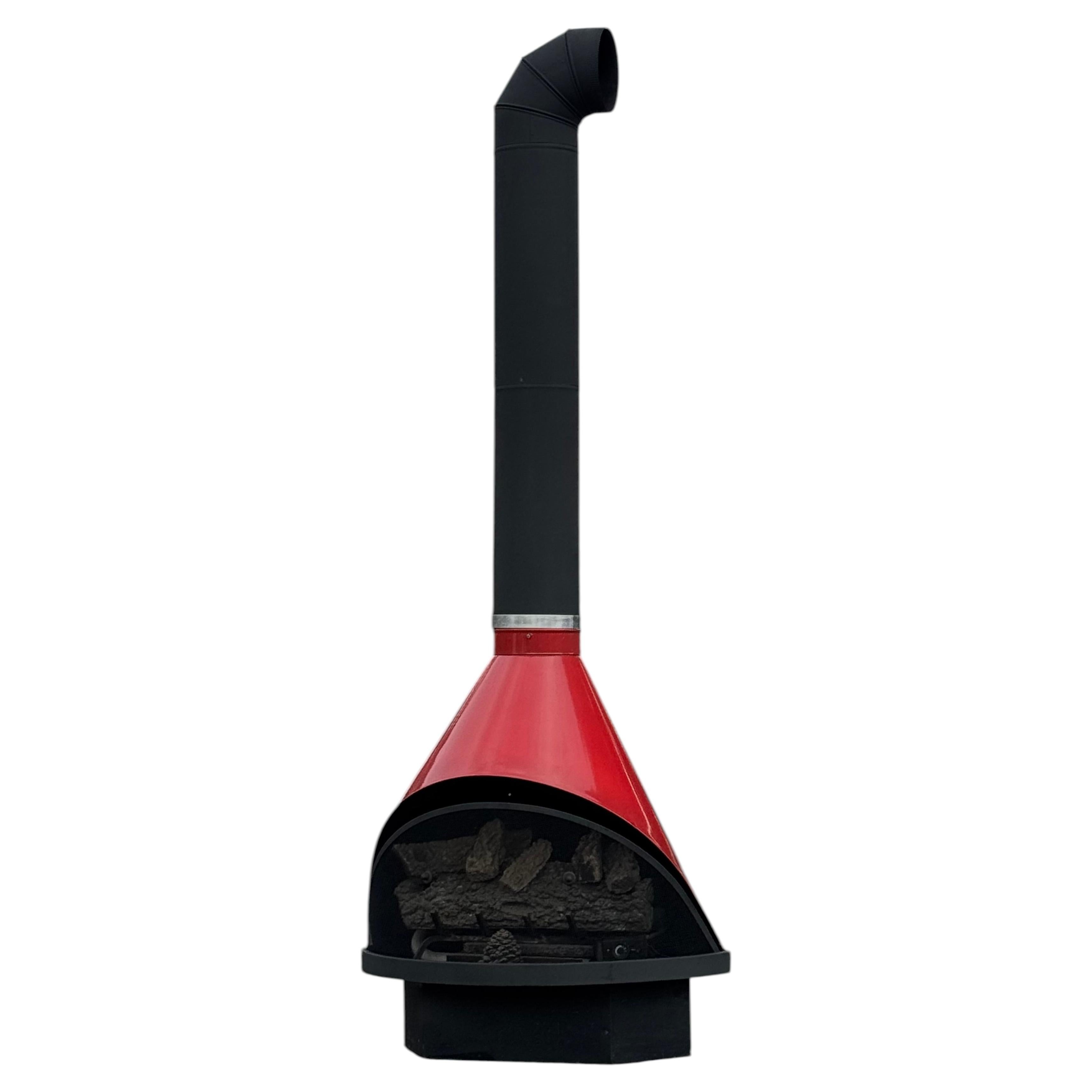 Vintage Red Cone Natural Gas Fireplace For Sale