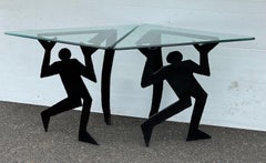 1990s Steel & Glass Iconography Side or Coffee Table