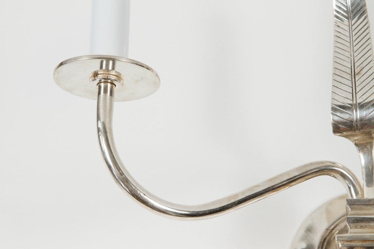 Mid-Century Modern Silver Plated Parzinger Style Sconces