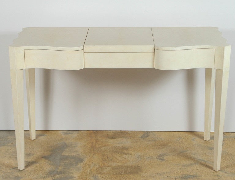 Serpentine Style Parchment Vanity