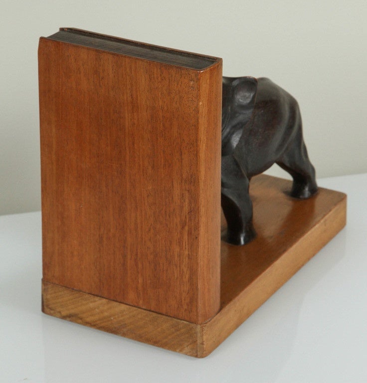 Wood Pair of Art Deco Elephant Bookends For Sale