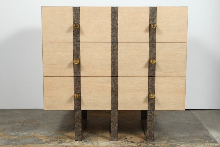 Paul Marra Banded Chest in Bleached Douglas Fir and Inset Iron Band In Excellent Condition For Sale In Los Angeles, CA