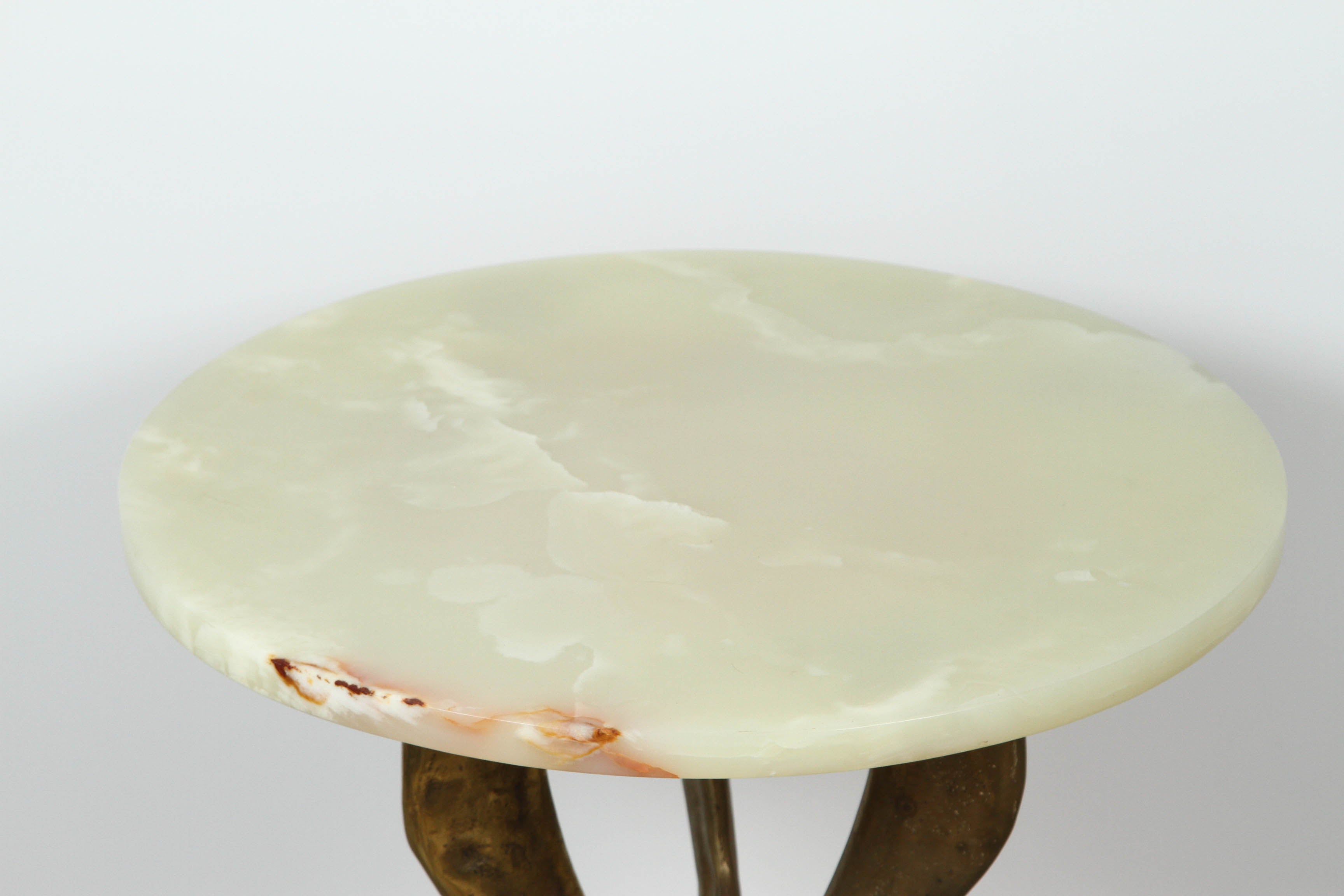 Smaller vintage side table with onyx top and bronze deer legs and hoofed feet.