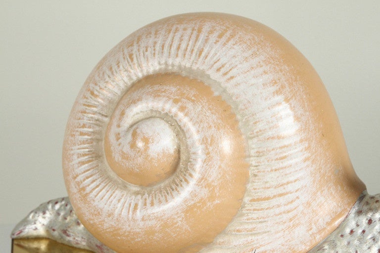 Mid-Century Modern Hand-Painted Italian 1970s Snail Sculpture For Sale
