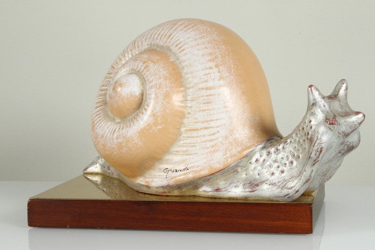 Hand-Painted Italian 1970s Snail Sculpture In Excellent Condition For Sale In Los Angeles, CA