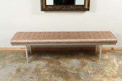 Vintage Newly Upholstered Midcentury Spun Brushed Aluminum Benches