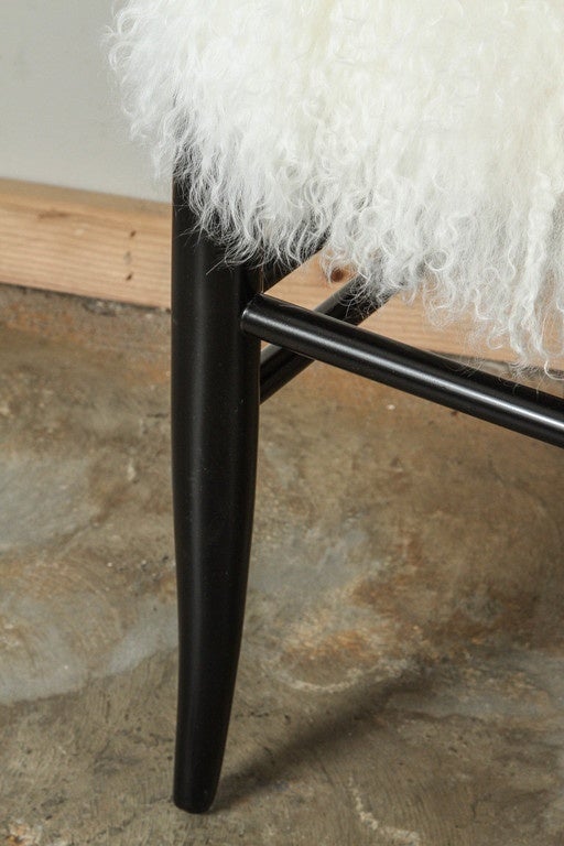 Upholstery Gio Ponti Inspired Long Bench in Mongolian Lamb