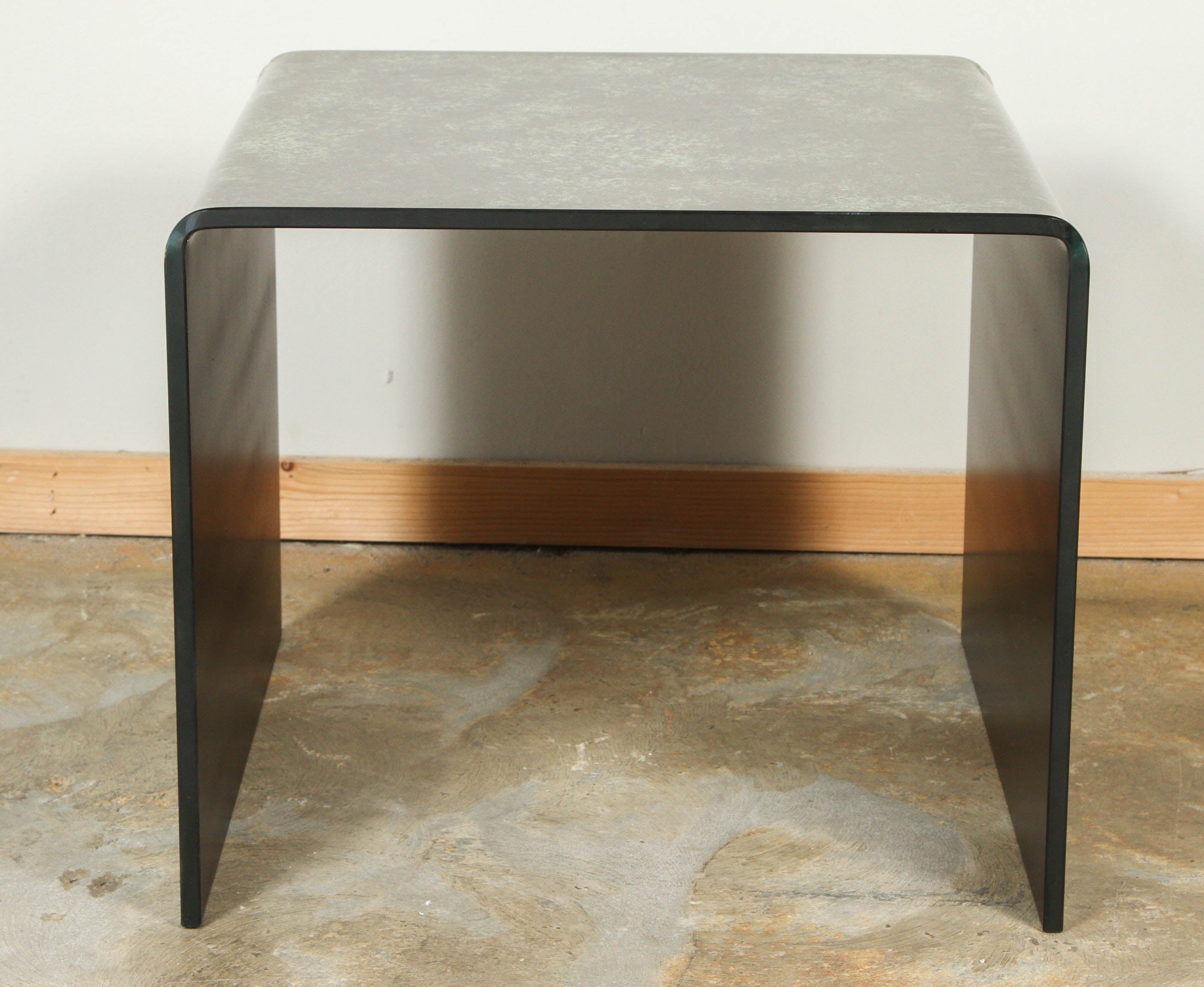Contemporary Waterfall Reverse Painted Glass Side Table
