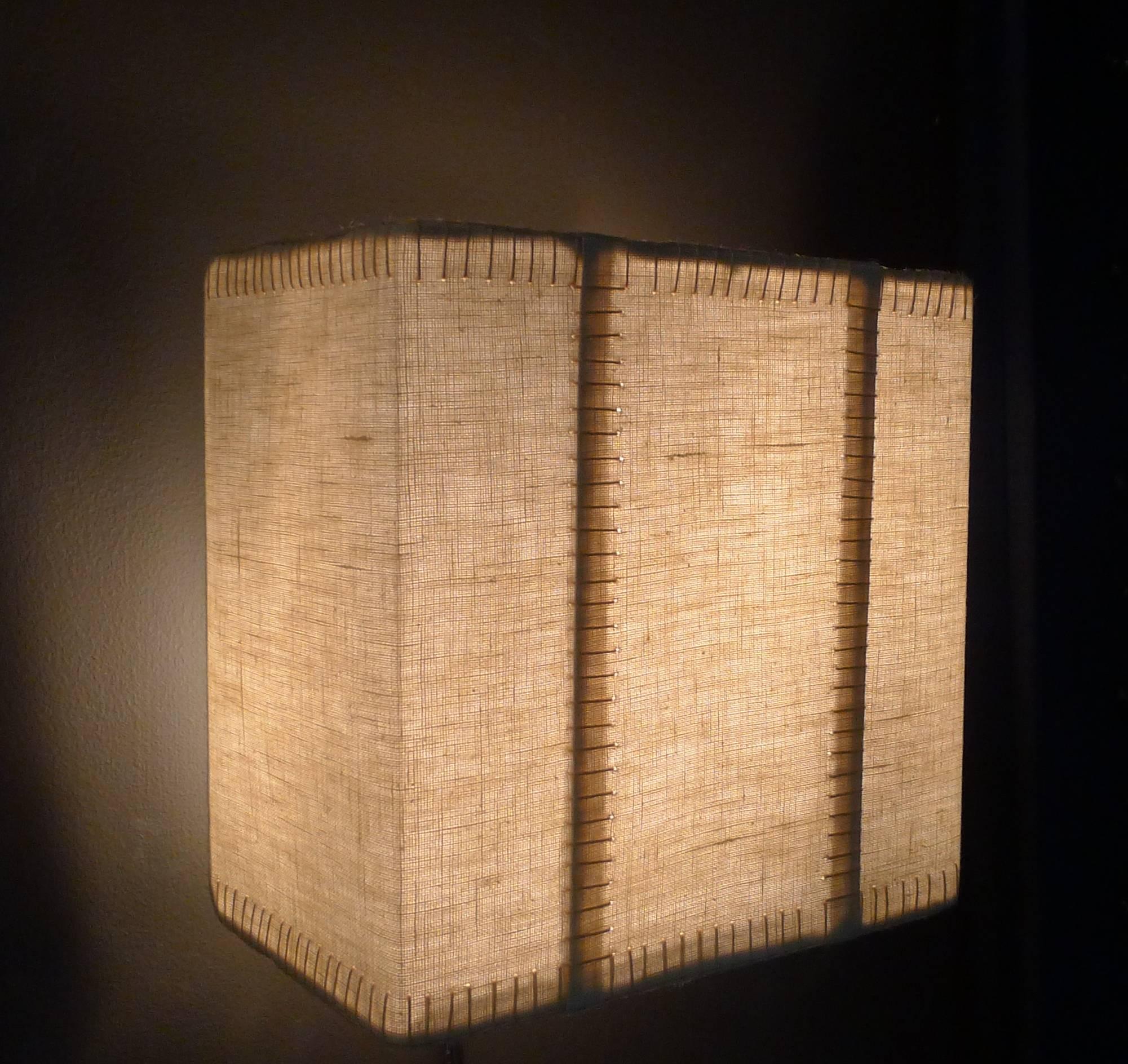 Contemporary Hand-Stitched Laced Linen Shaded Wall Sconce