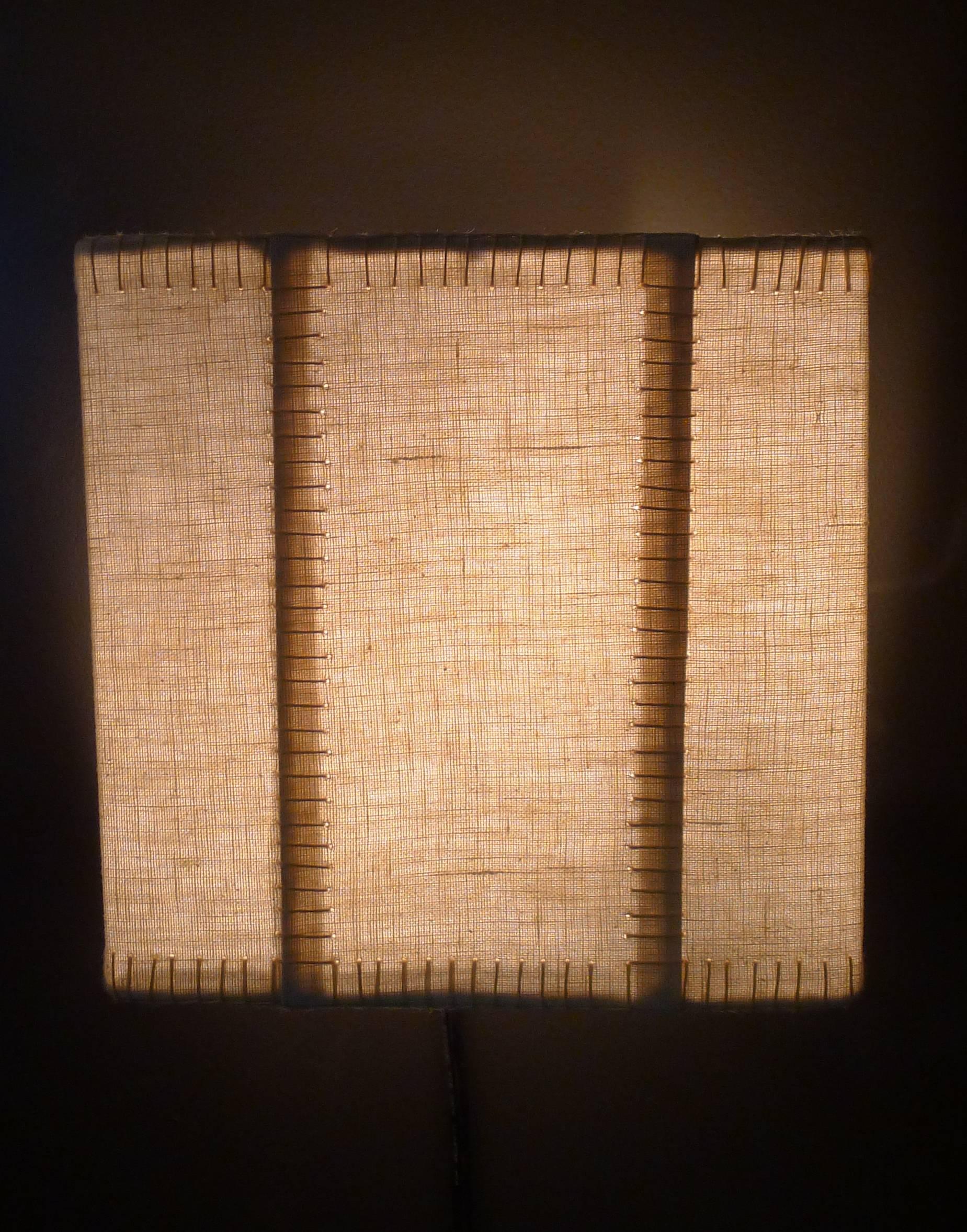 Hand-Stitched Laced Linen Shaded Wall Sconce In Excellent Condition In Los Angeles, CA