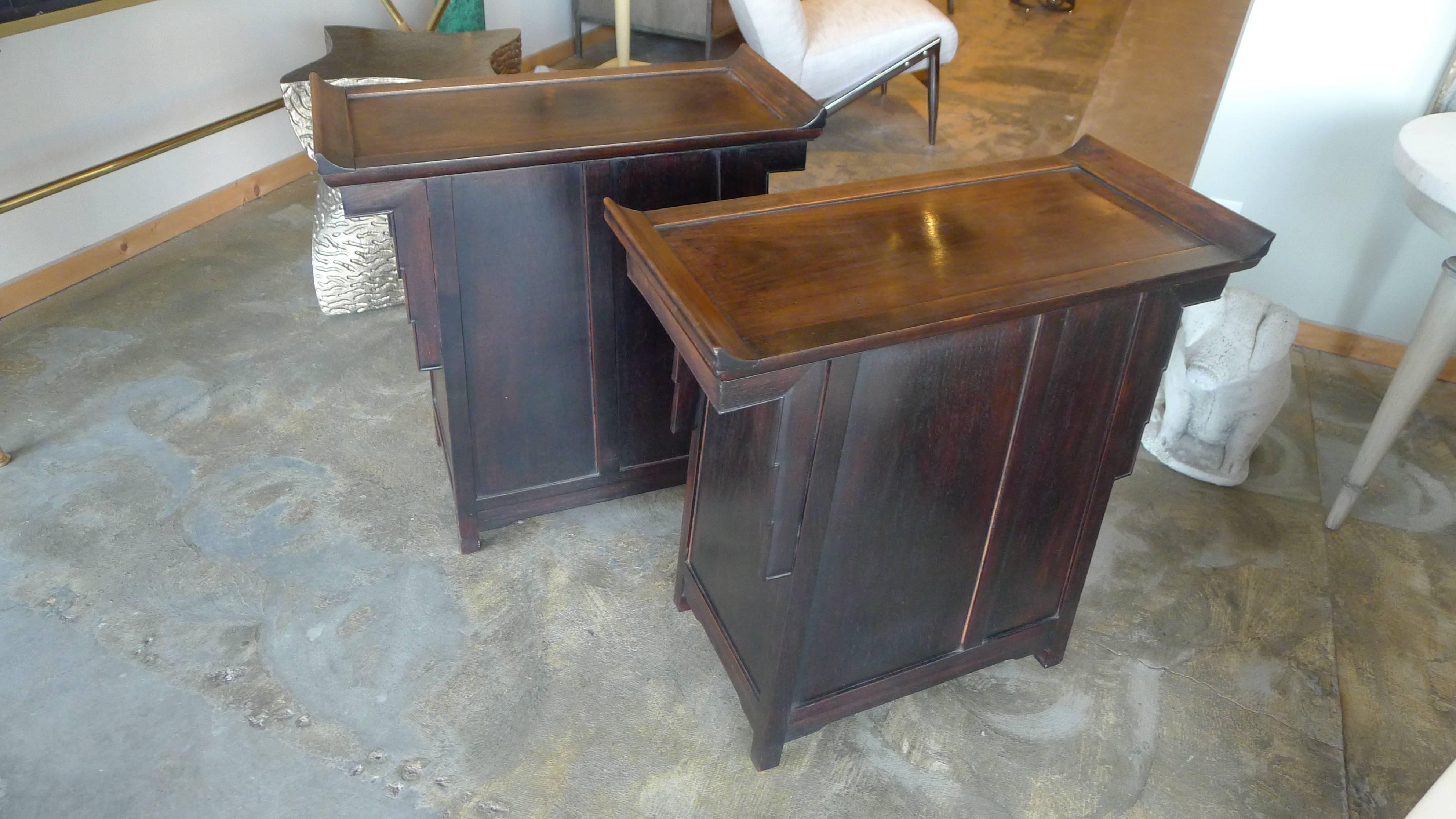 20th Century Pair of Wood Chinese Side Cabinets