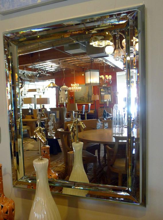 Modern Large AllGlass Wall Mirror For Sale at 1stDibs