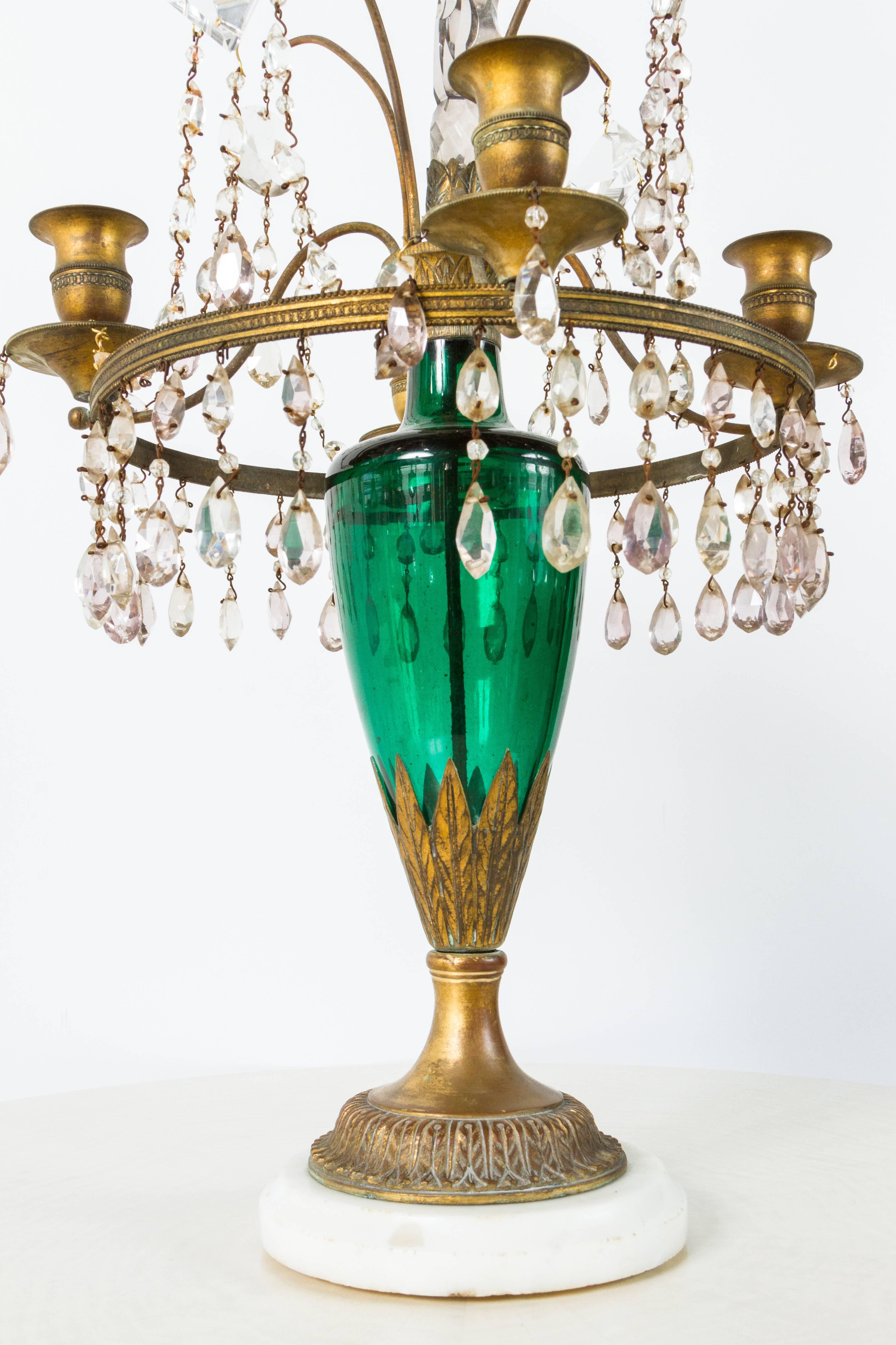 Bronze Neoclassical Girandole Pair of 19th Century Swedish Candelabra