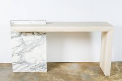 Paul Marra Marble and Bleached Oak Console