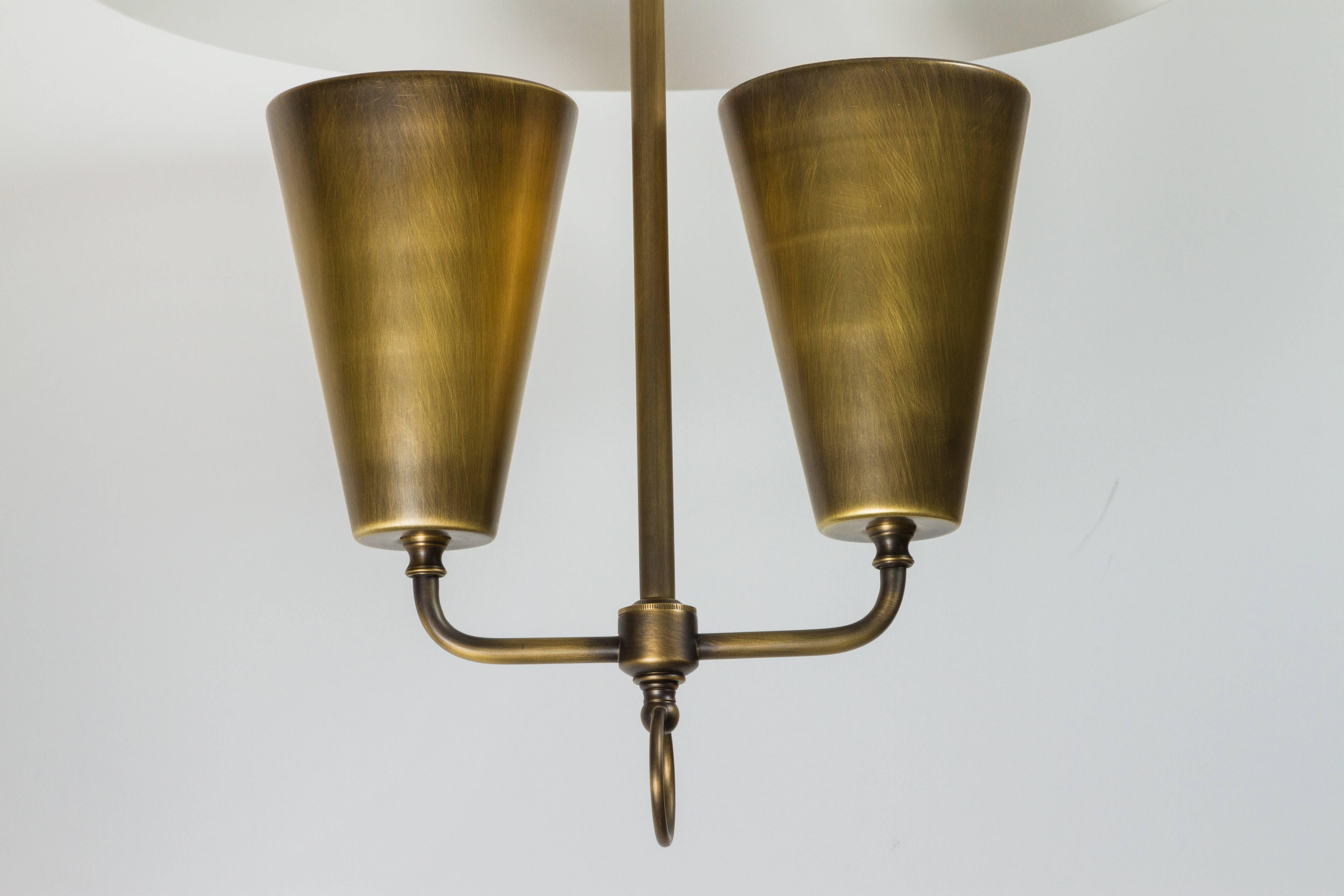 Mid-Century Modern Mid-Century Lightolier Style Brass Pendant