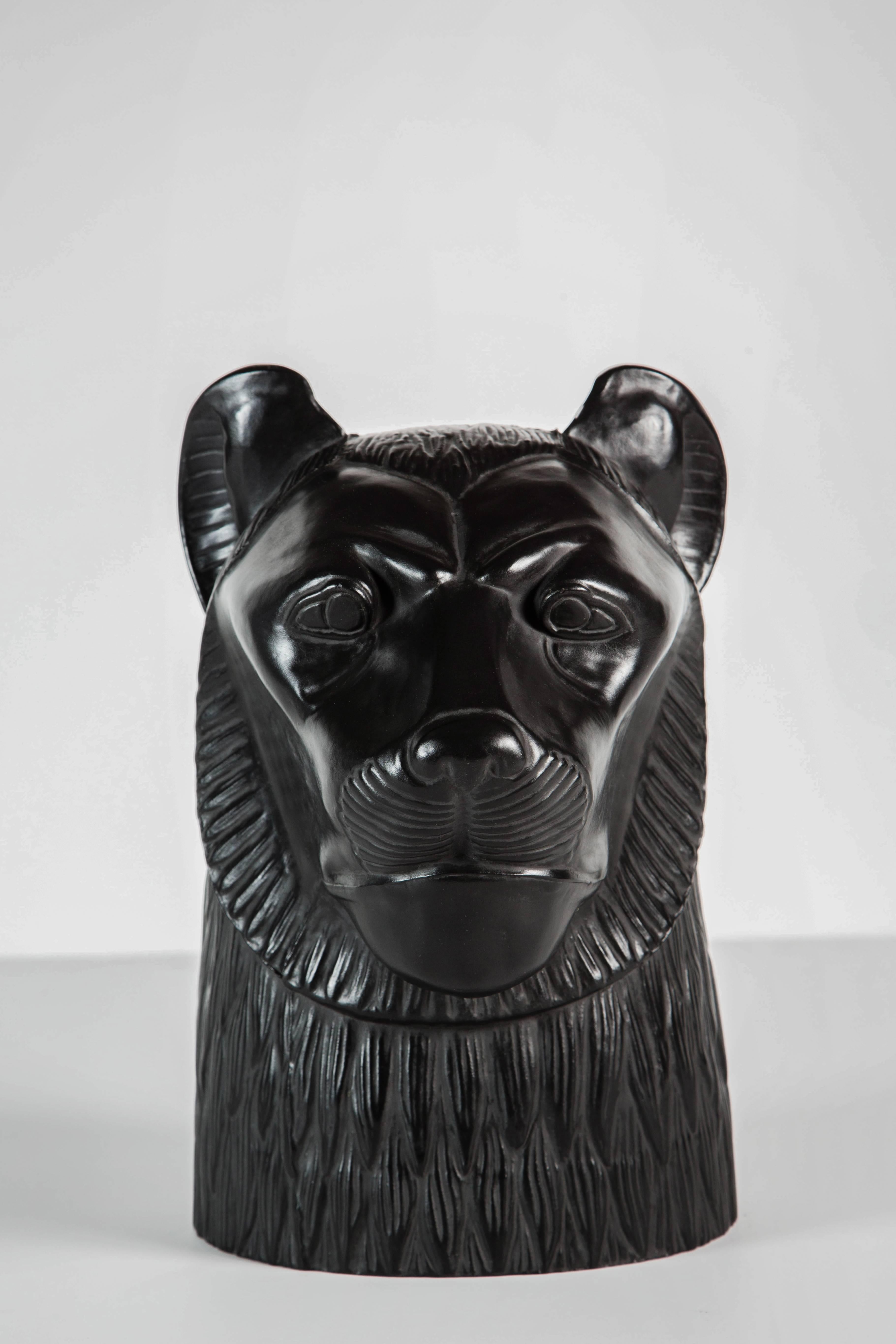 Mid-Century metal lion sculpture with new bronze finish. See last photo for more accurate coloration and finish.
 