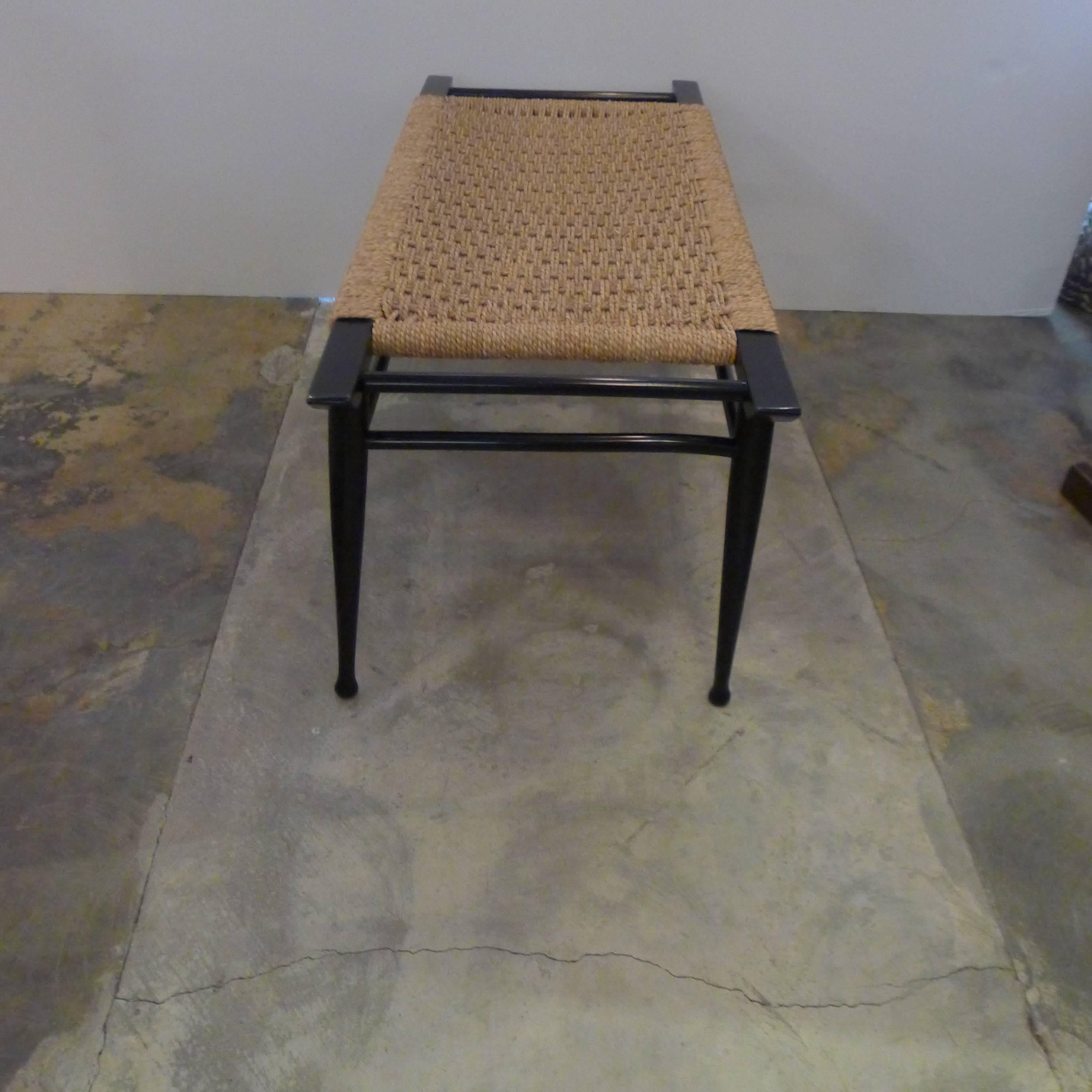 20th Century Mid-Century Modern Danish Woven Rush Bench