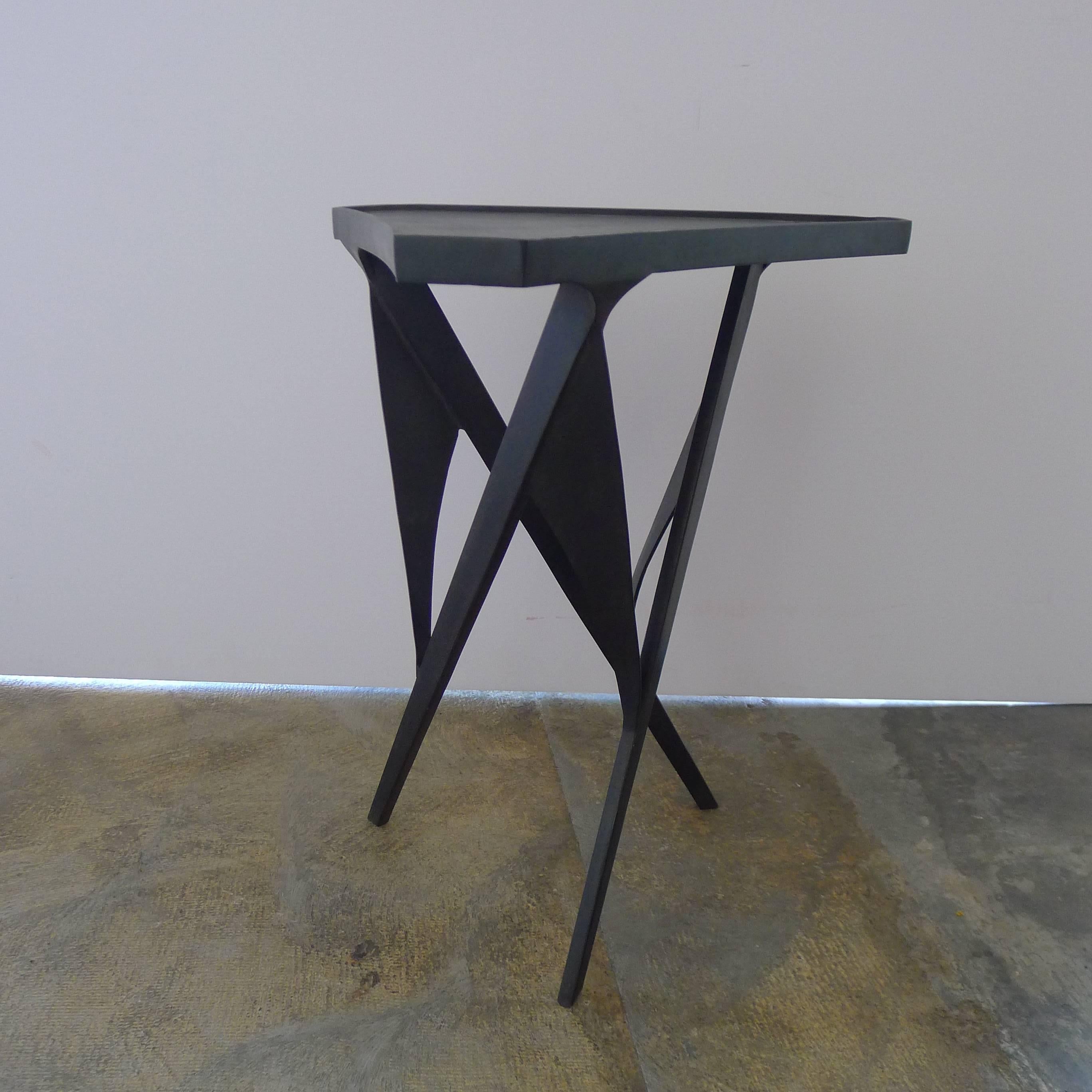 Contemporary Paul Marra Triangular Steel Side Table For Sale