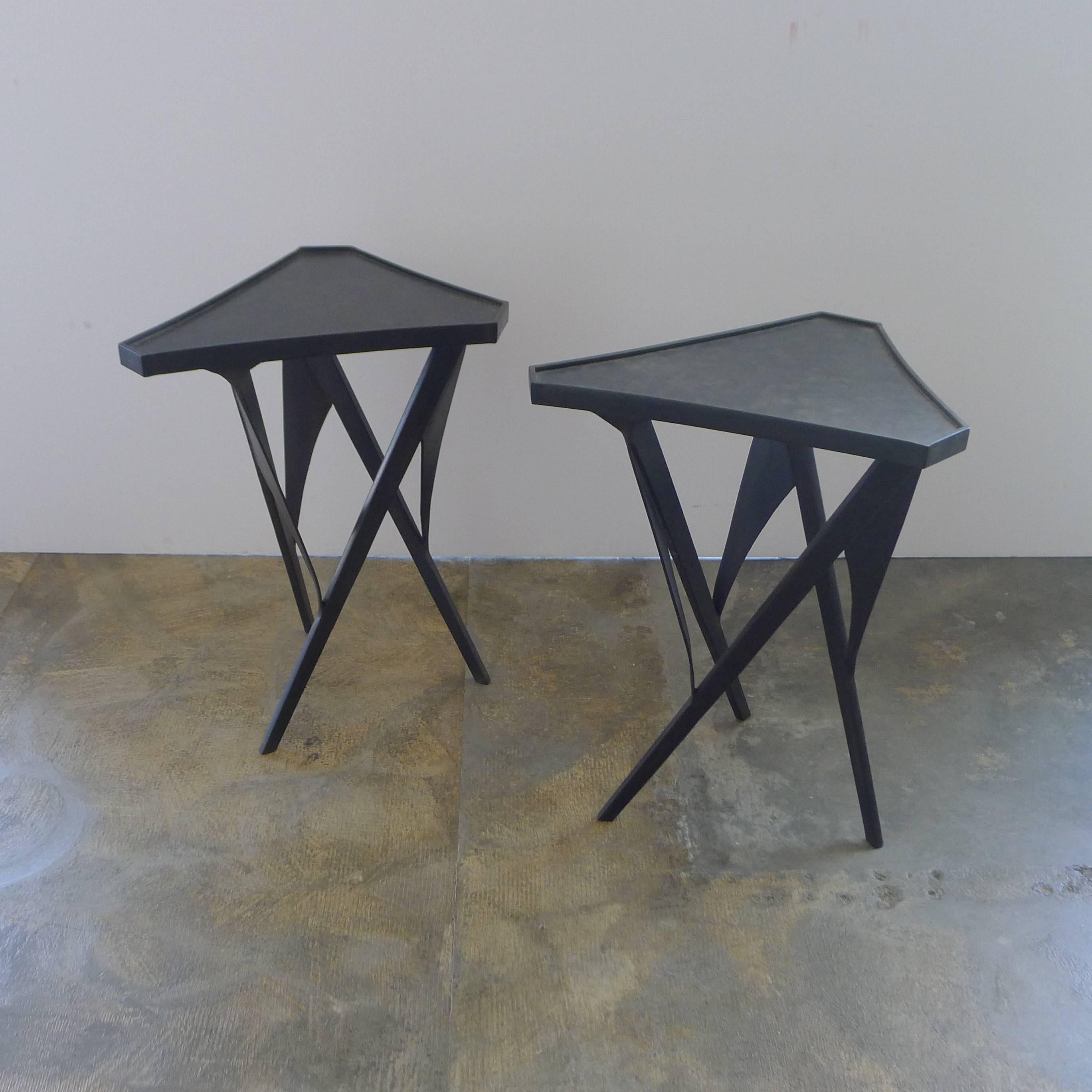 Modern Paul Marra Triangular Steel Side Table For Sale