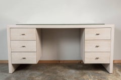 Modern Desk in Bleached Oak with Brass