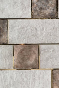 Art Wall Panel by Paul Marra in Brass, Distressed Silver Leaf, Textured Finish