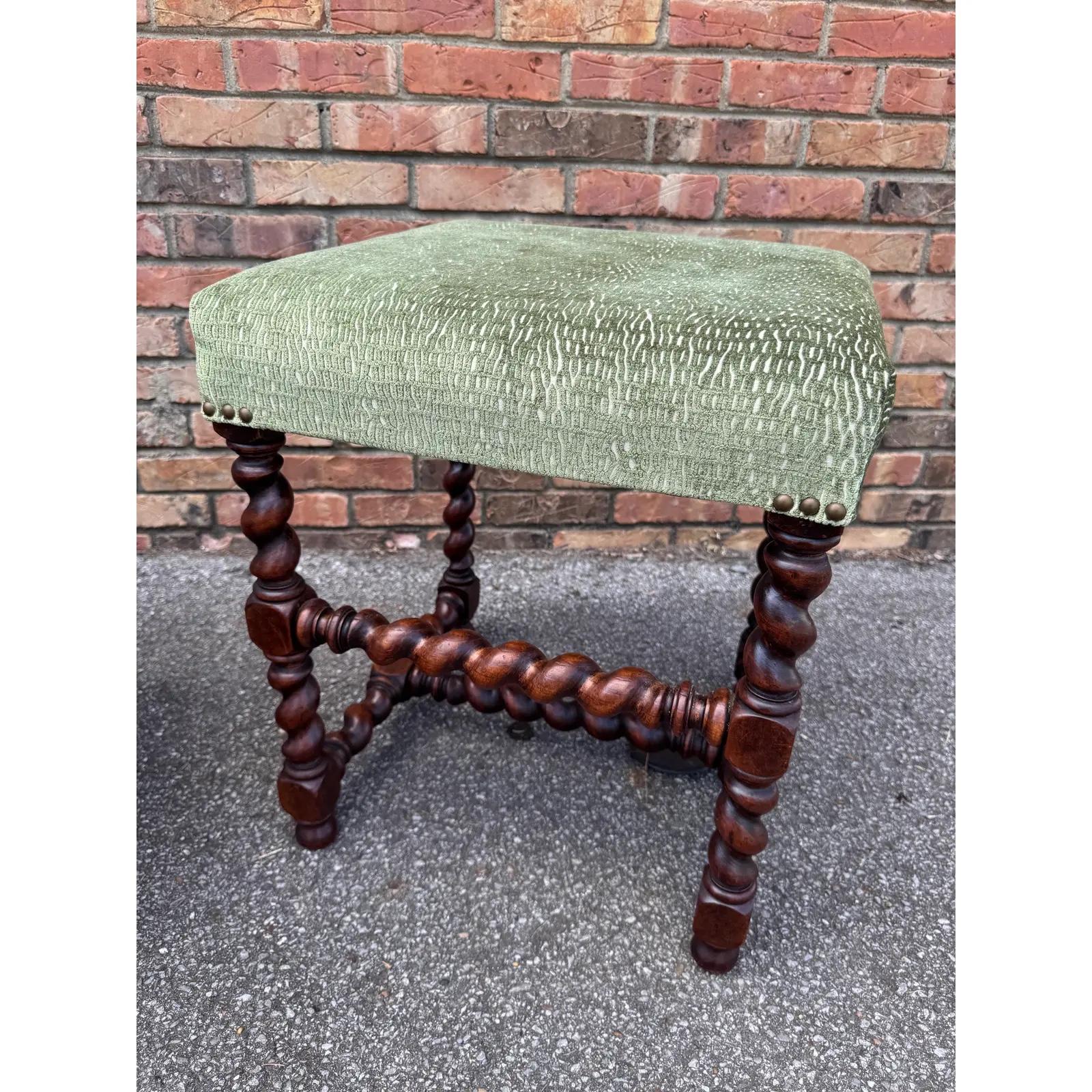 Wood Newly Upholstered English Stools For Sale