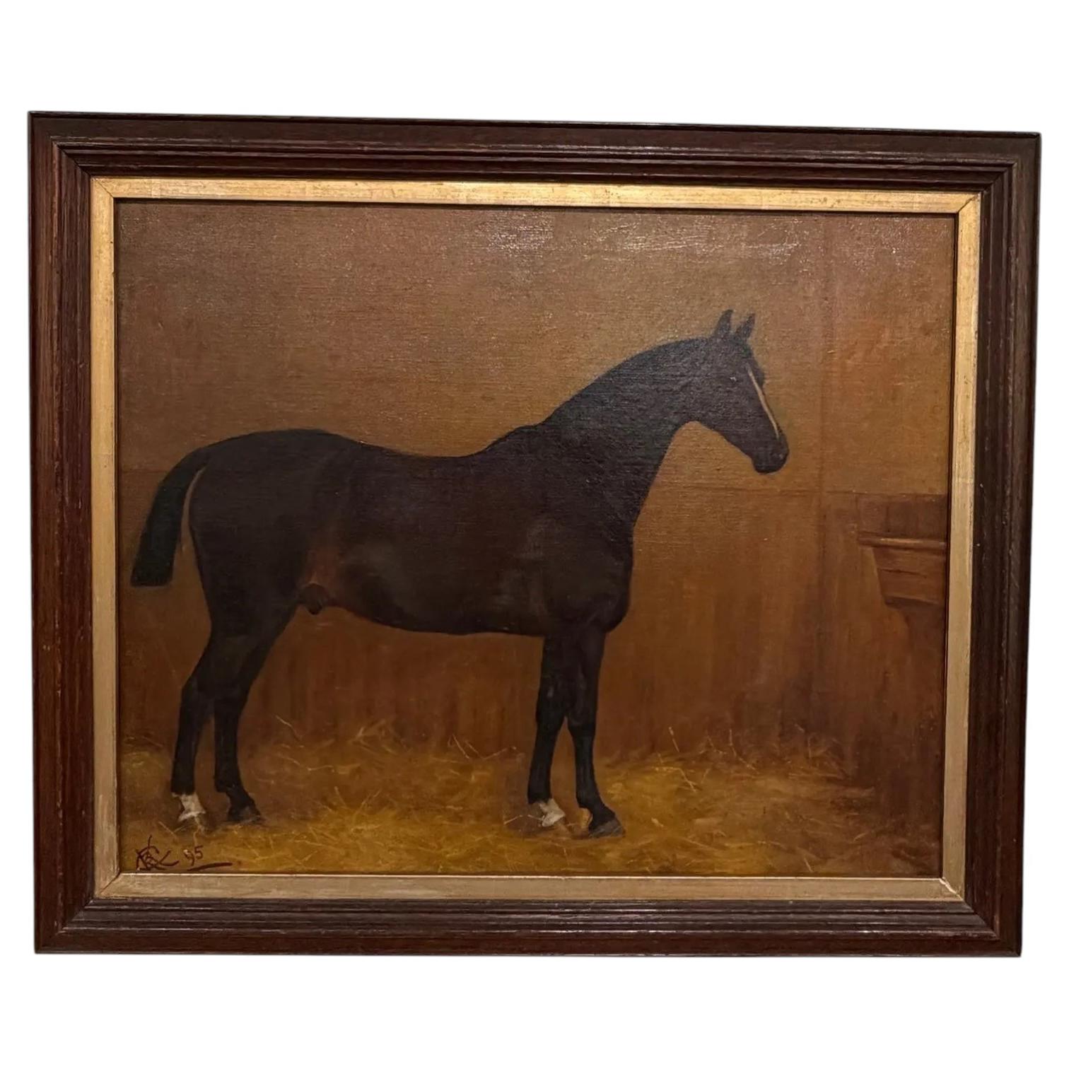 19th Century Equestrian Oil on Canvas For Sale