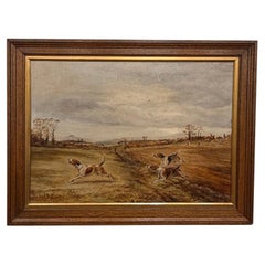 19th Century English Oil on Canvas Fox Hounds