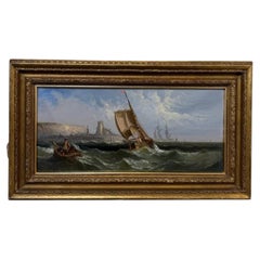 19th Century Oil on Canvas Boats