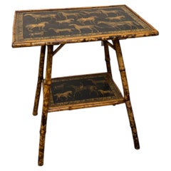 Tavolino inglese in stile decoupage del XIX secolo
