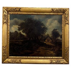 18th Century Oil on Canvas 'Road to the Farm