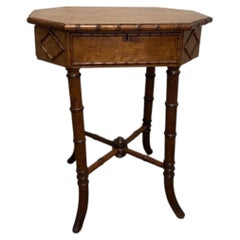 19th Century Faux Bamboo Sewing Table
