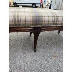 Newly Upholstered Plaid French Bench