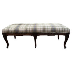 Newly Upholstered Plaid French Bench