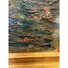Original Harbor Scene Oil Painting 'Harbor Boats'