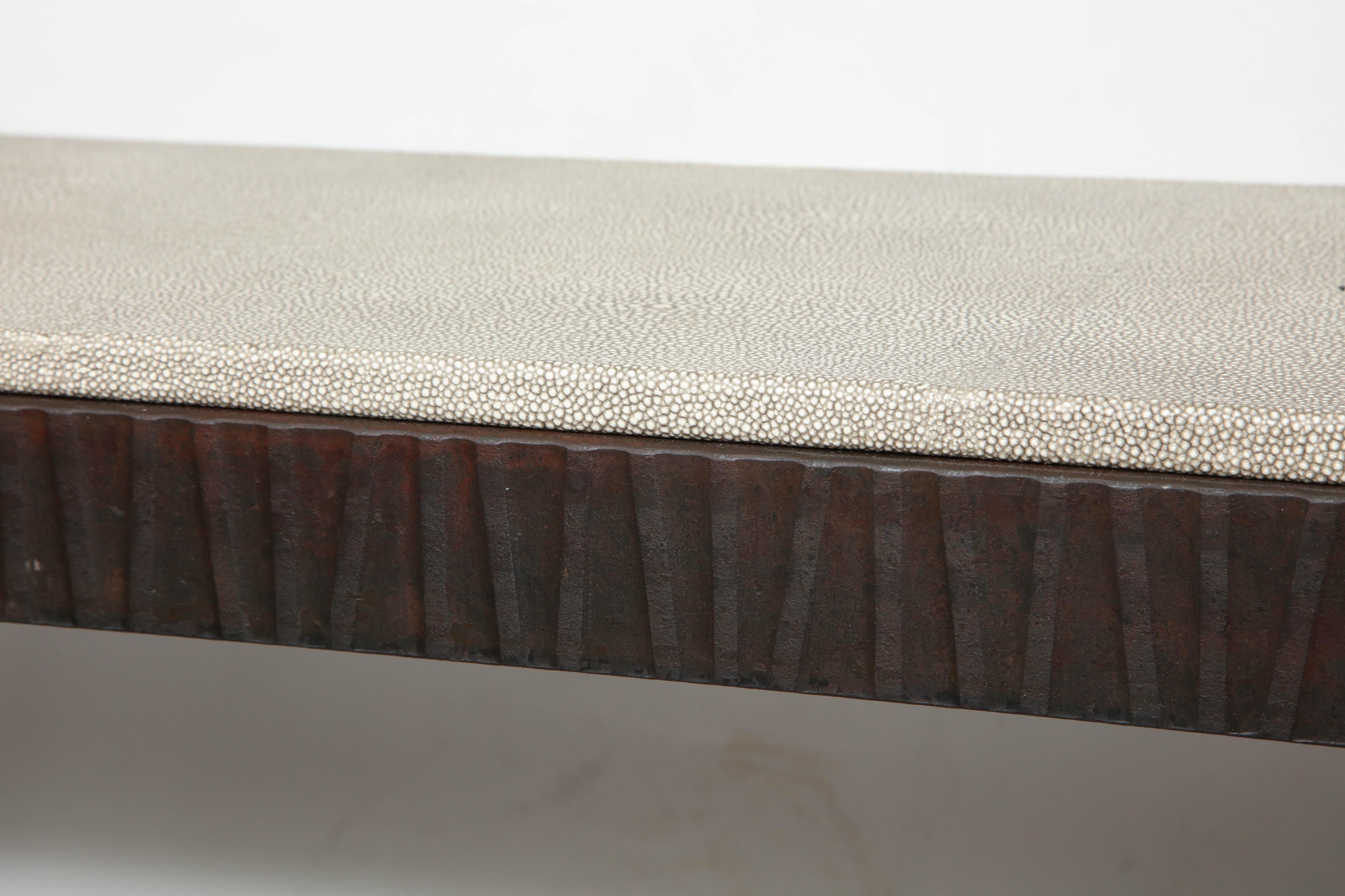 Shagreen Embossed Edelman Leather Console For Sale 2